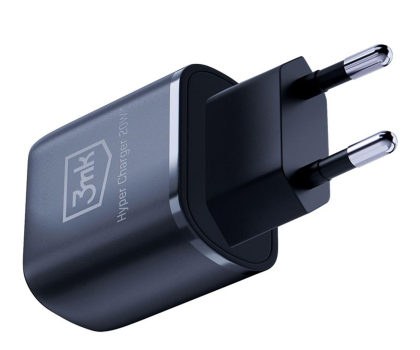 Ładowarka i akumulator 3MK 20W 1xUSB-C +USB-A PD QC bez kabla Czarna 3M005901